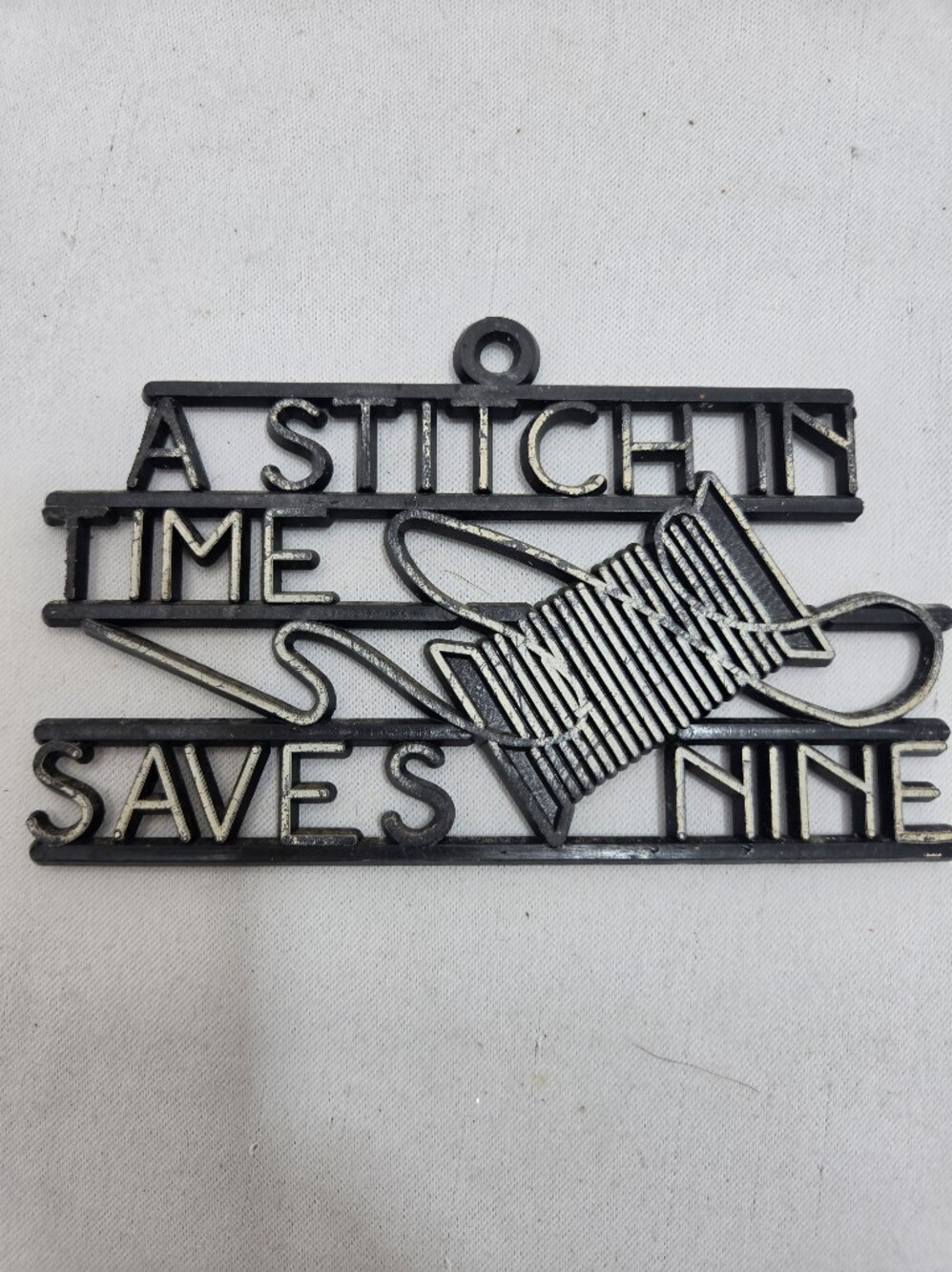 Vintage Sewing Wall Plaque "A Stitch In Time Saves Nine" Spool Design Decor
